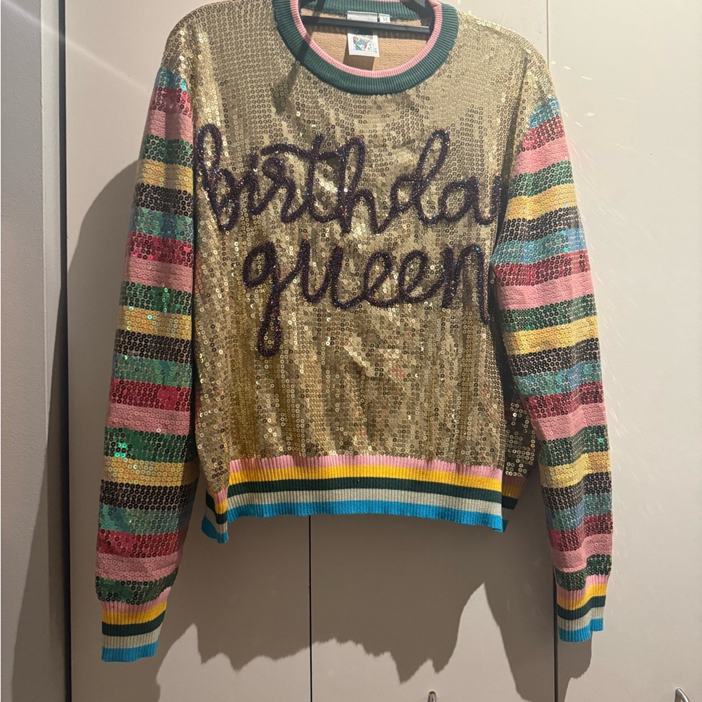 Queen of Sparkles Birthday Queen" sequin sweater - Picture 3 of 5